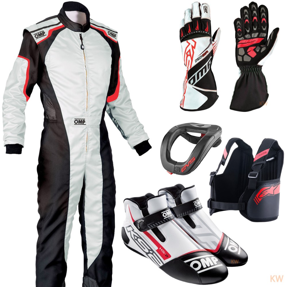OMP KS-3 Karting Gloves MY2018 - Black/White, Size M, High Quality, Universal Fit